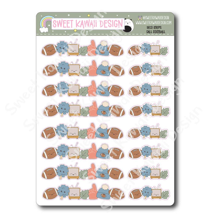 Kawaii Deco Strip Stickers (washi strip/border) - Fall Football
