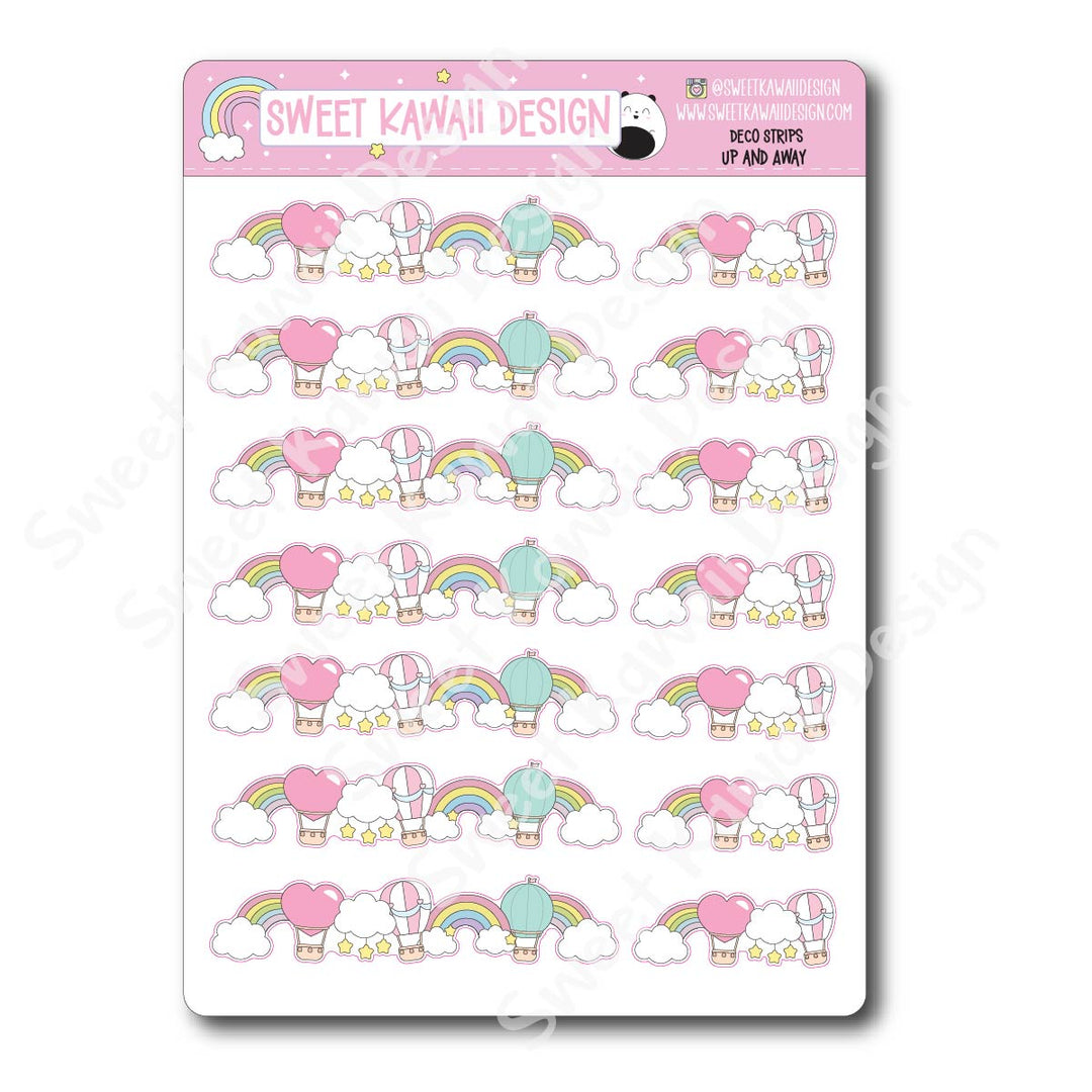 Kawaii Deco Strip Stickers (washi strip/border) - Up and Away