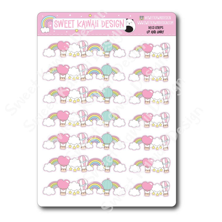 Kawaii Deco Strip Stickers (washi strip/border) - Up and Away