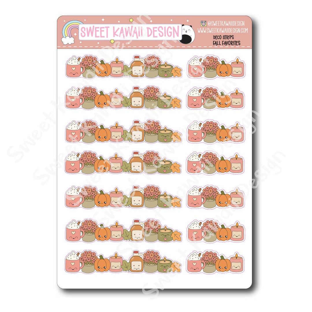 Kawaii Deco Strip Stickers (washi strip/border) - Fall Favorites