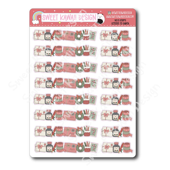 Kawaii Deco Strip Stickers (washi strip/border) - Letters to Santa