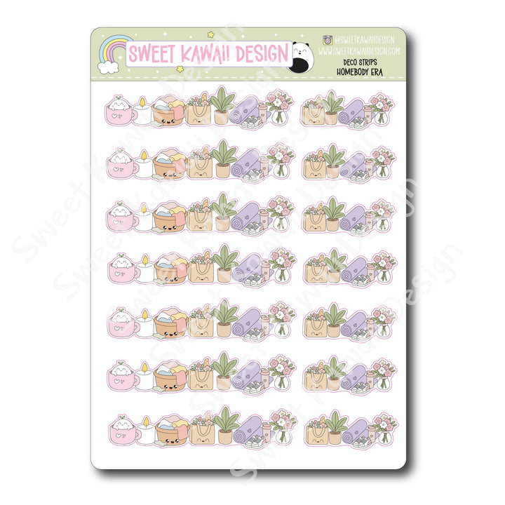 Kawaii Deco Strip Stickers (washi strip/border) - Homebody Era