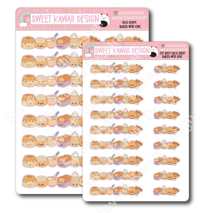 Kawaii Deco Strip Stickers (washi strip/border) - Baked with Love