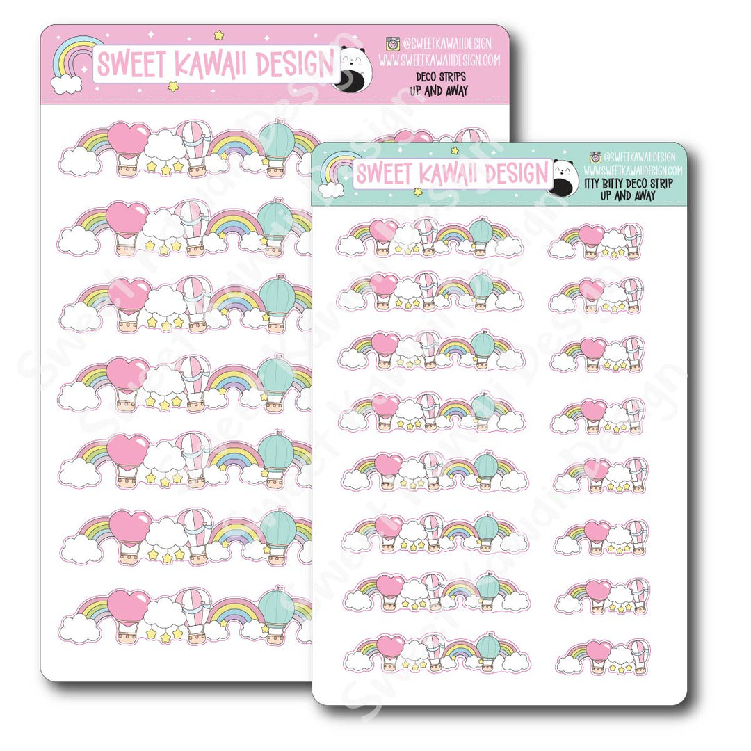Kawaii Deco Strip Stickers (washi strip/border) - Up and Away