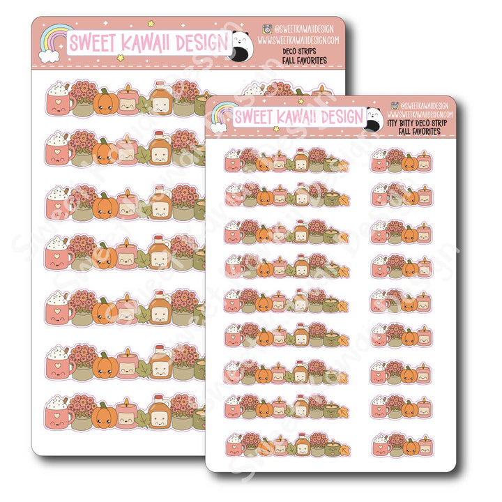 Kawaii Deco Strip Stickers (washi strip/border) - Fall Favorites