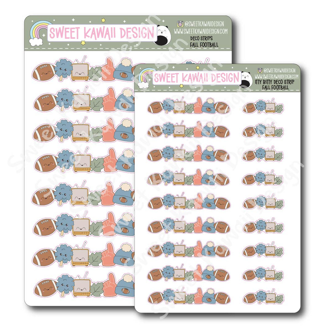 Kawaii Deco Strip Stickers (washi strip/border) - Fall Football