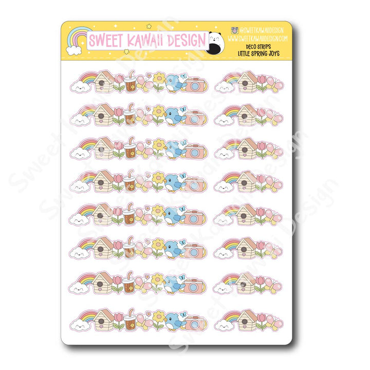 Kawaii Deco Strip Stickers (washi strip/border) - Little Spring Joys