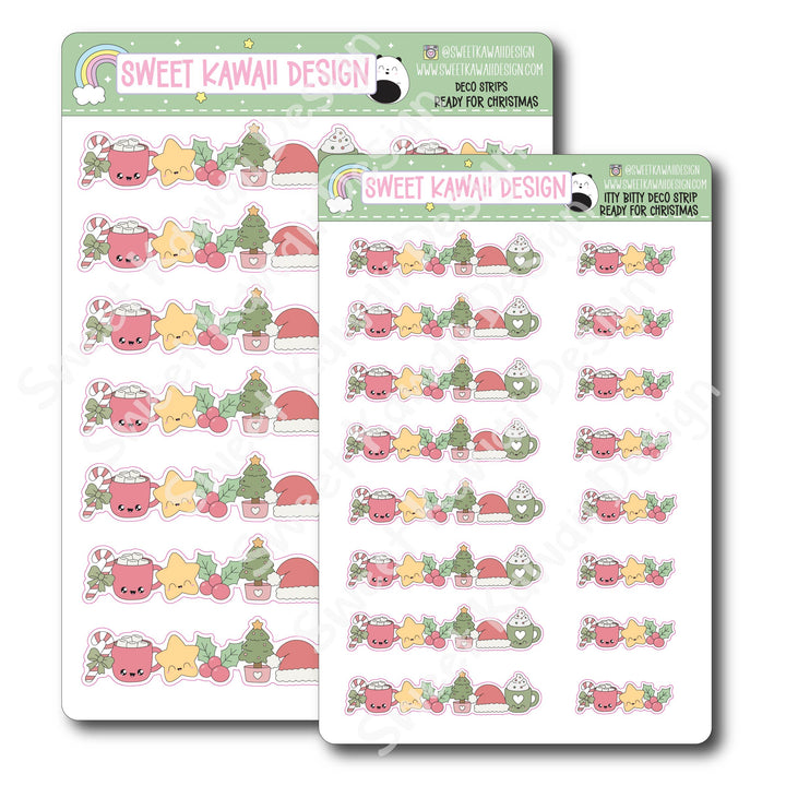 Kawaii Deco Strip Stickers (washi strip/border) - Ready for Christmas