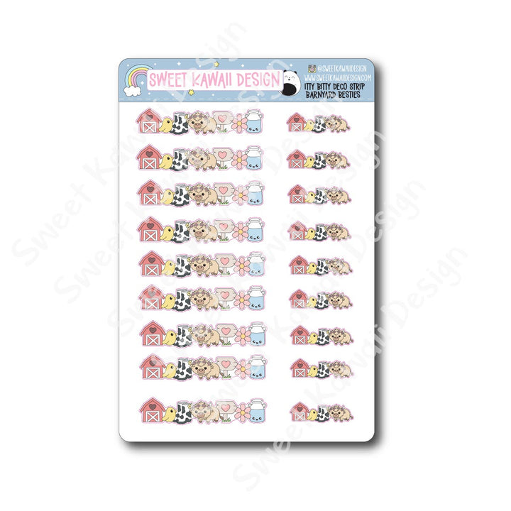 Kawaii Deco Strip Stickers (washi strip/border) - Barnyard Besties