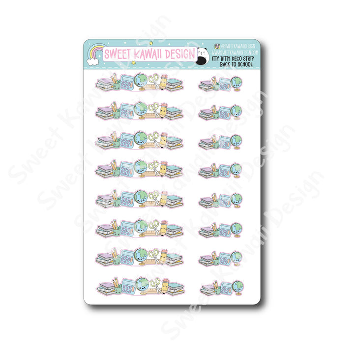 Kawaii Deco Strip Stickers (washi strip/border) - Back to School