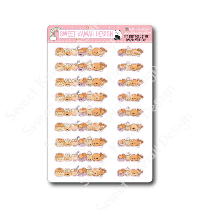 Kawaii Deco Strip Stickers (washi strip/border) - Baked with Love
