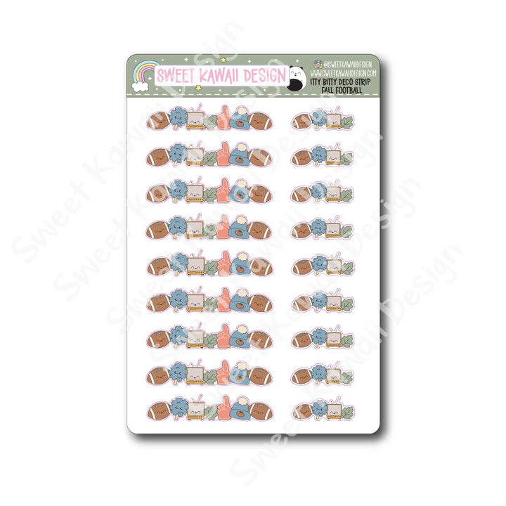 Kawaii Deco Strip Stickers (washi strip/border) - Fall Football
