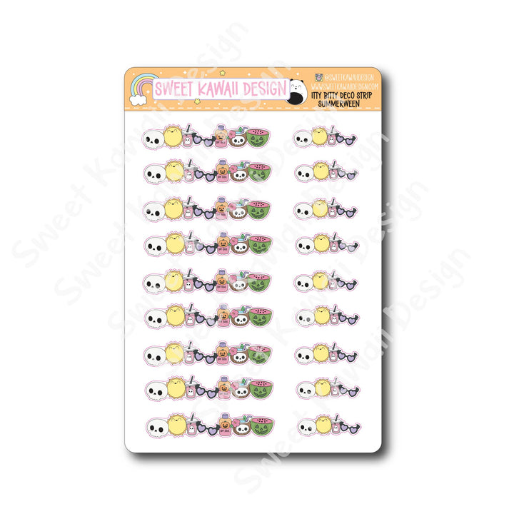 Kawaii Deco Strip Stickers (washi strip/border) - Summerween