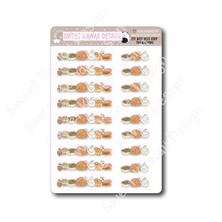 Kawaii Deco Strip Stickers (washi strip/border) - Thanksgiving