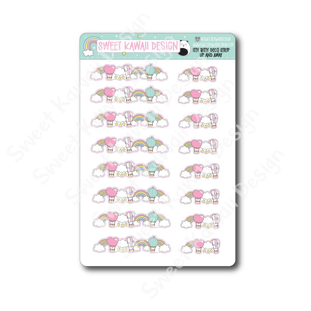 Kawaii Deco Strip Stickers (washi strip/border) - Up and Away