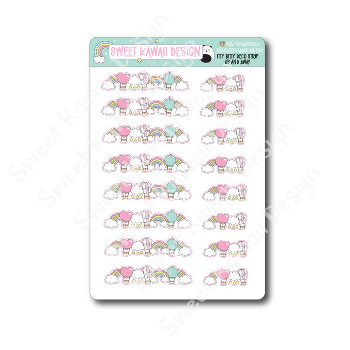 Kawaii Deco Strip Stickers (washi strip/border) - Up and Away