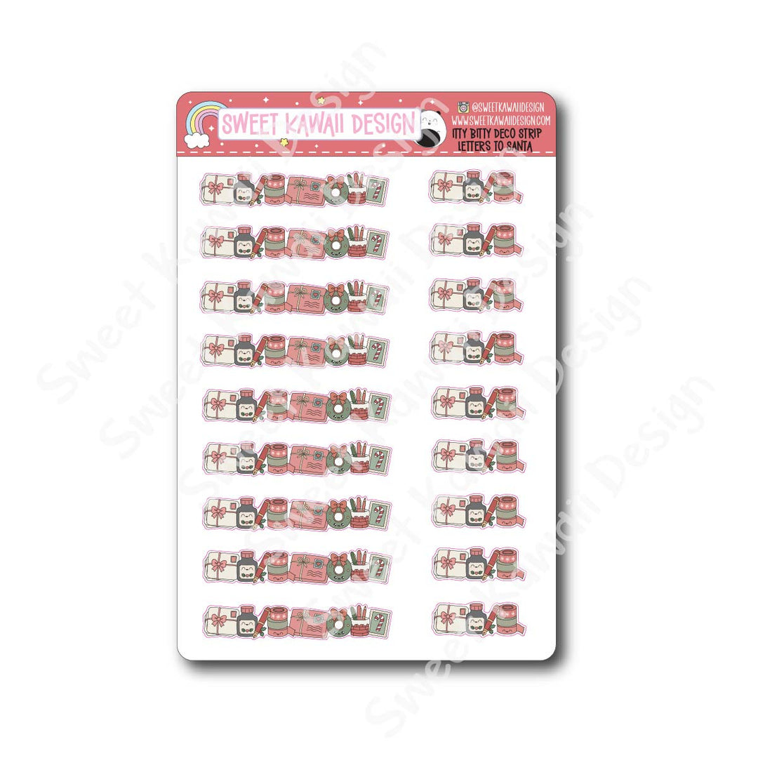 Kawaii Deco Strip Stickers (washi strip/border) - Letters to Santa