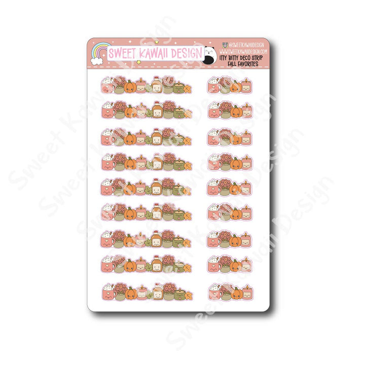 Kawaii Deco Strip Stickers (washi strip/border) - Fall Favorites