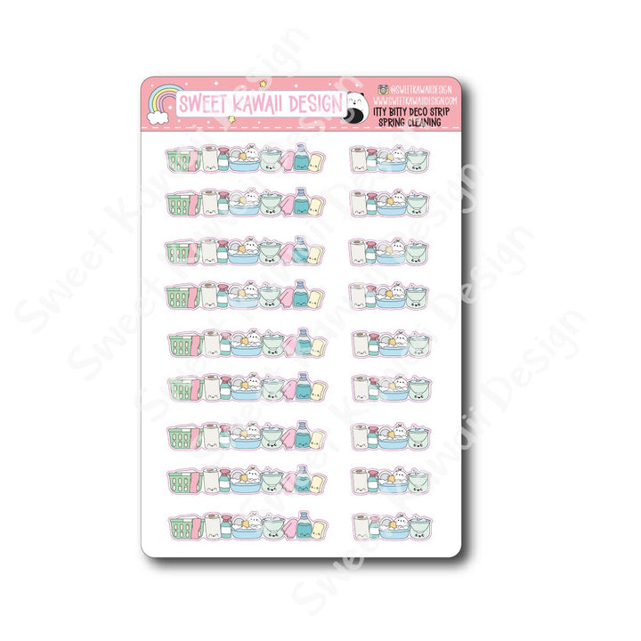 Kawaii Deco Strip Stickers (washi strip/border) - Spring Cleaning