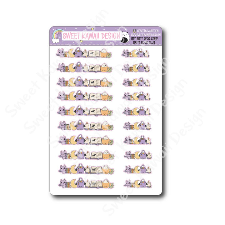 Kawaii Deco Strip Stickers (washi strip/border) - Batty Book Club