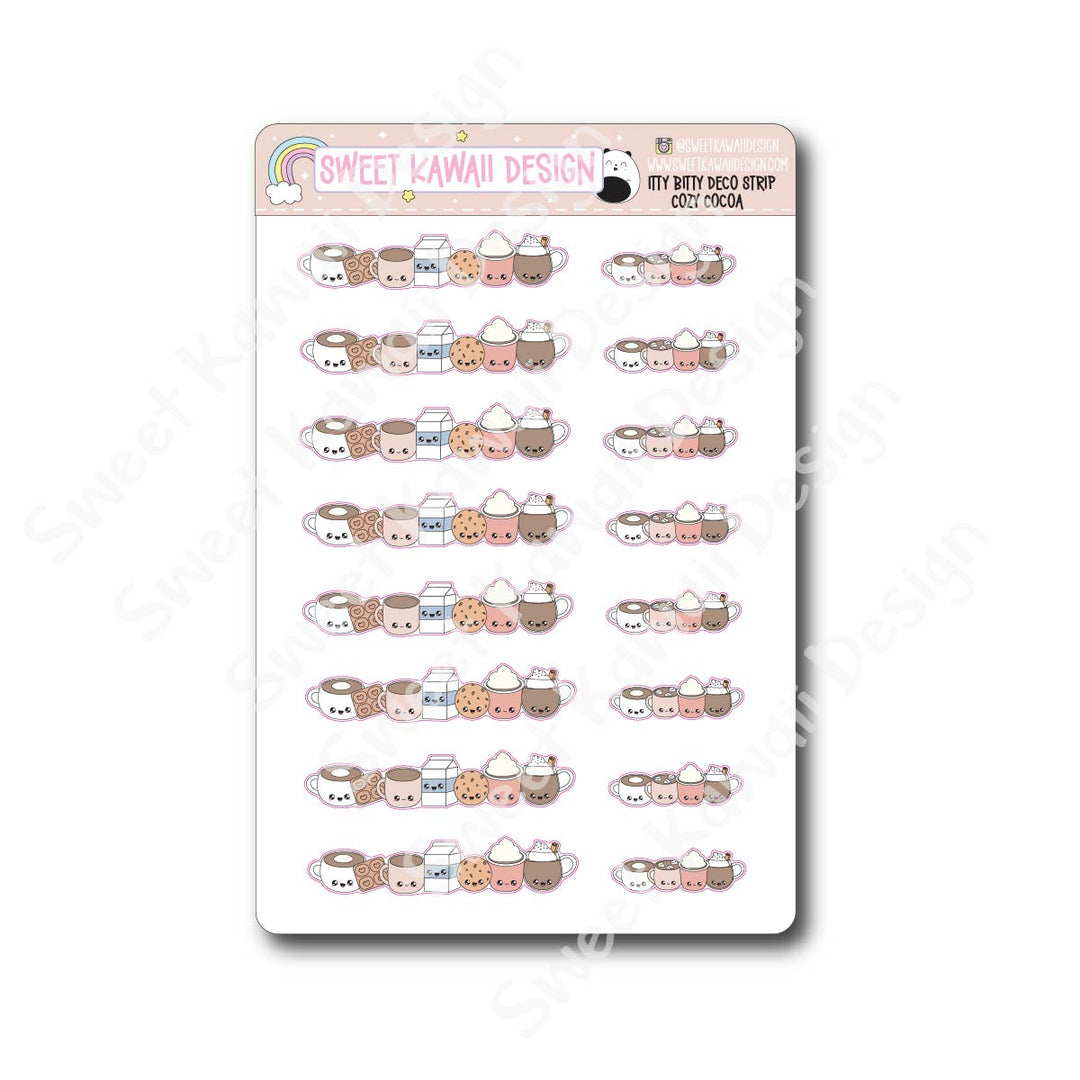 Kawaii Deco Strip Stickers (washi strip/border) - Cozy Cocoa