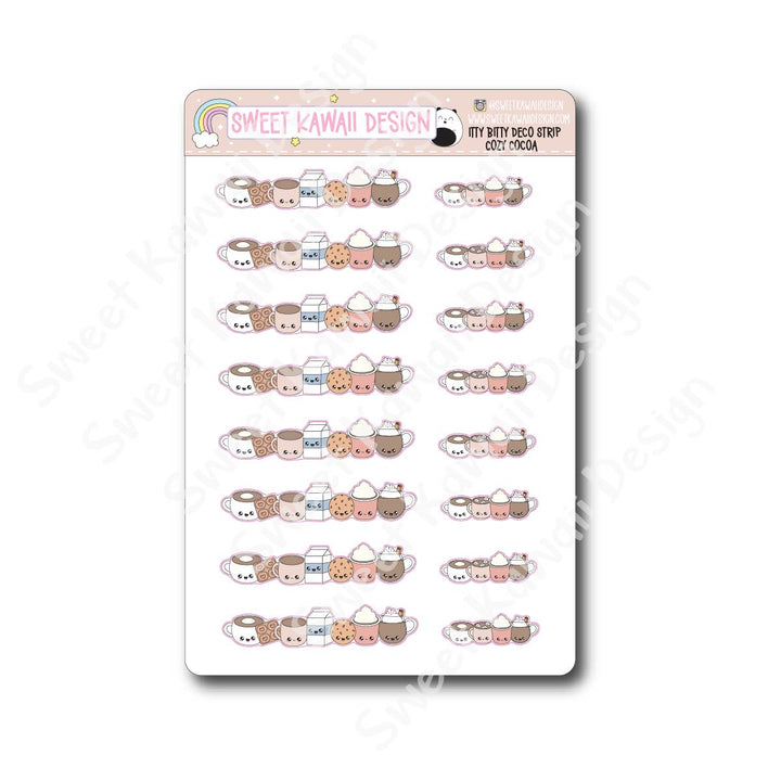 Kawaii Deco Strip Stickers (washi strip/border) - Cozy Cocoa
