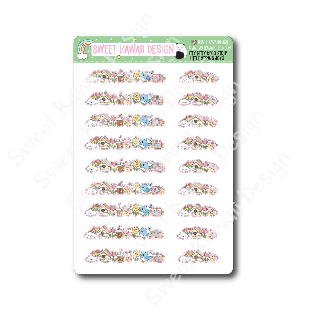Kawaii Deco Strip Stickers (washi strip/border) - Little Spring Joys