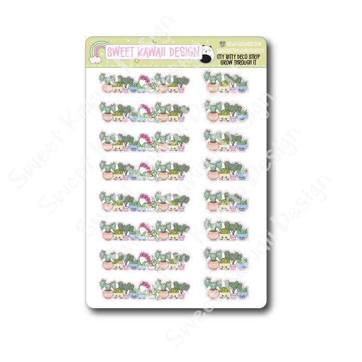 Kawaii Deco Strip Stickers (washi strip/border) - Grow Through It