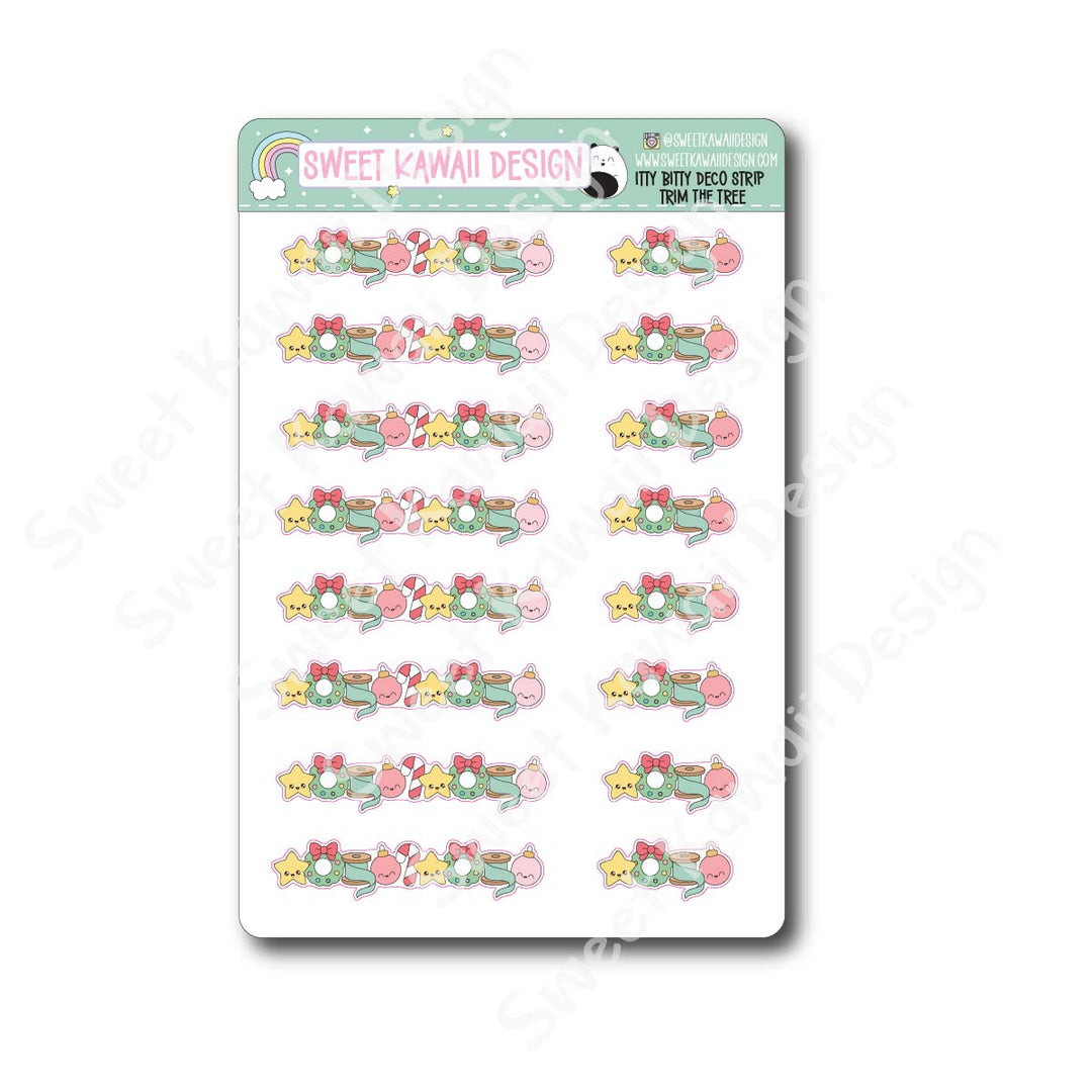 Kawaii Deco Strip Stickers (washi strip/border) - Trim the Tree