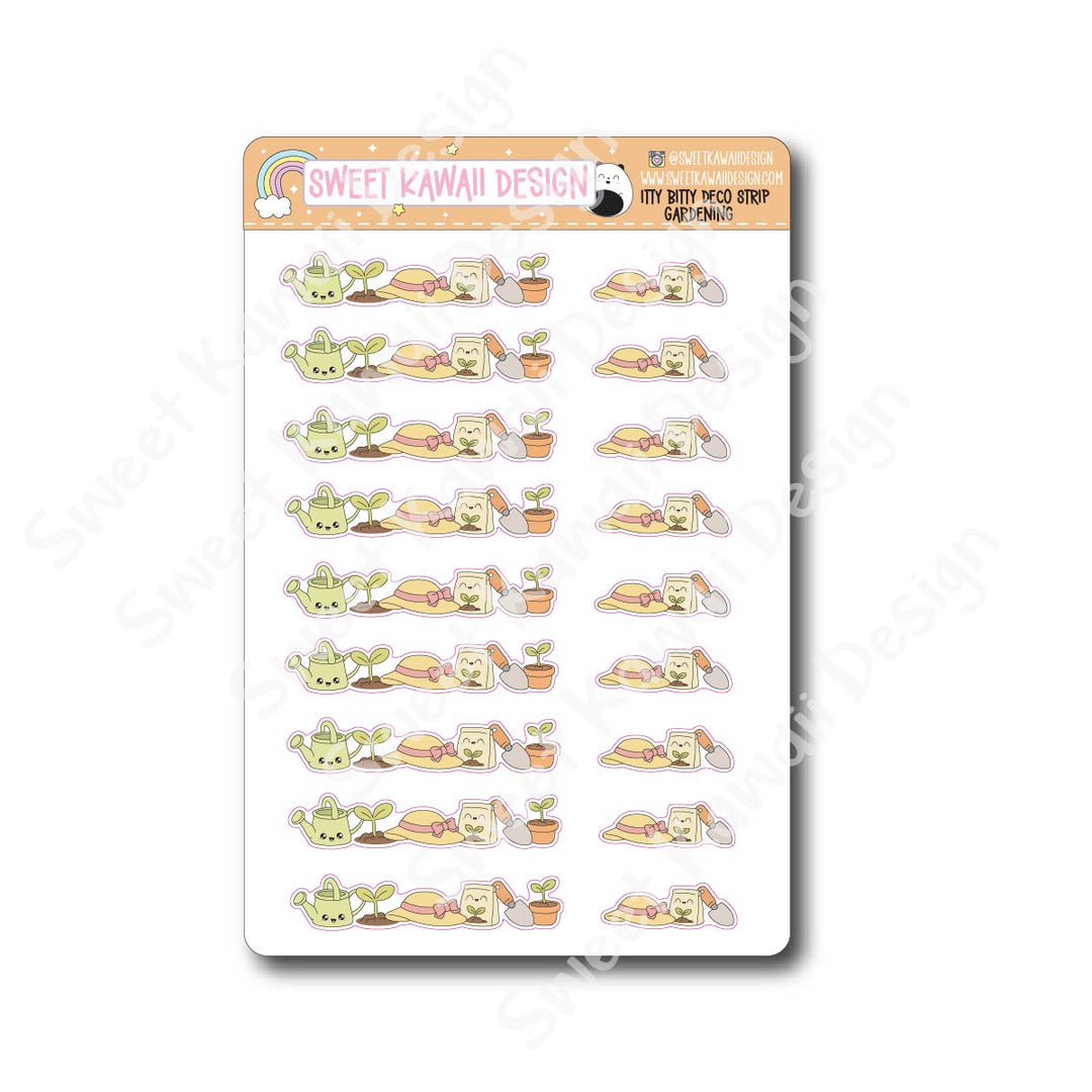 Kawaii Deco Strip Stickers (washi strip/border) - Gardening