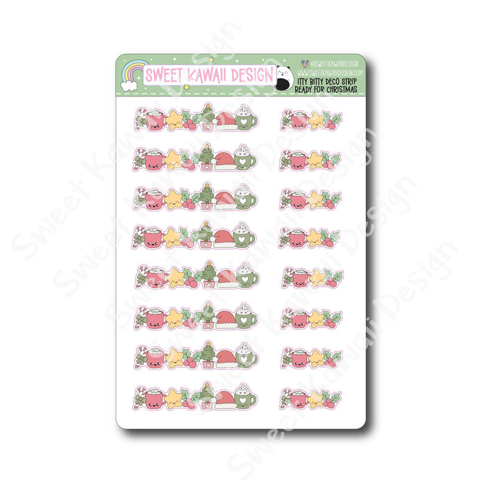 Kawaii Deco Strip Stickers (washi strip/border) - Ready for Christmas