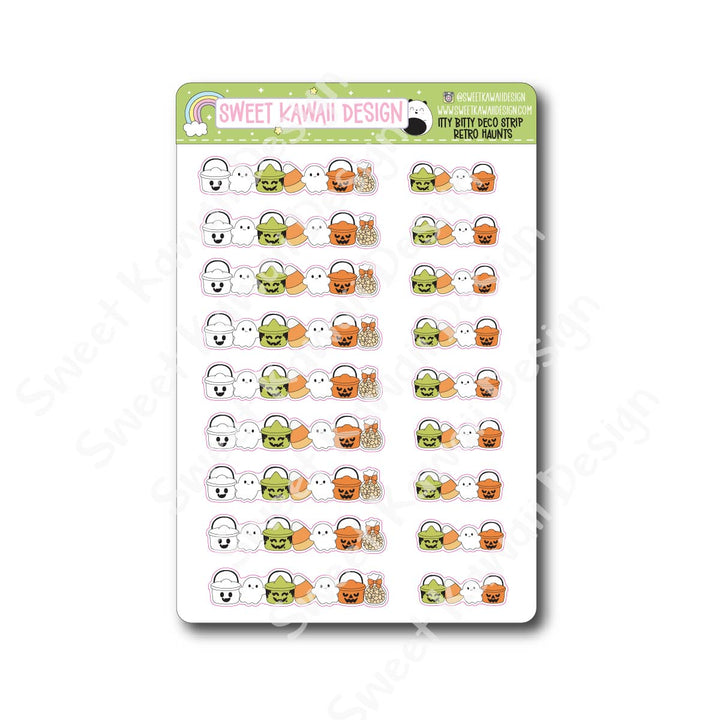 Kawaii Deco Strip Stickers (washi strip/border) - Retro Haunts