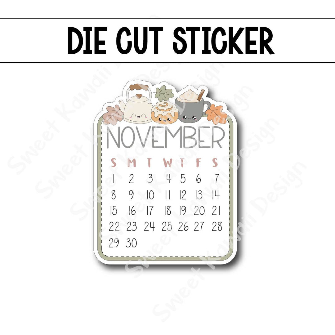 November 2026 Monthly Die Cut Sticker