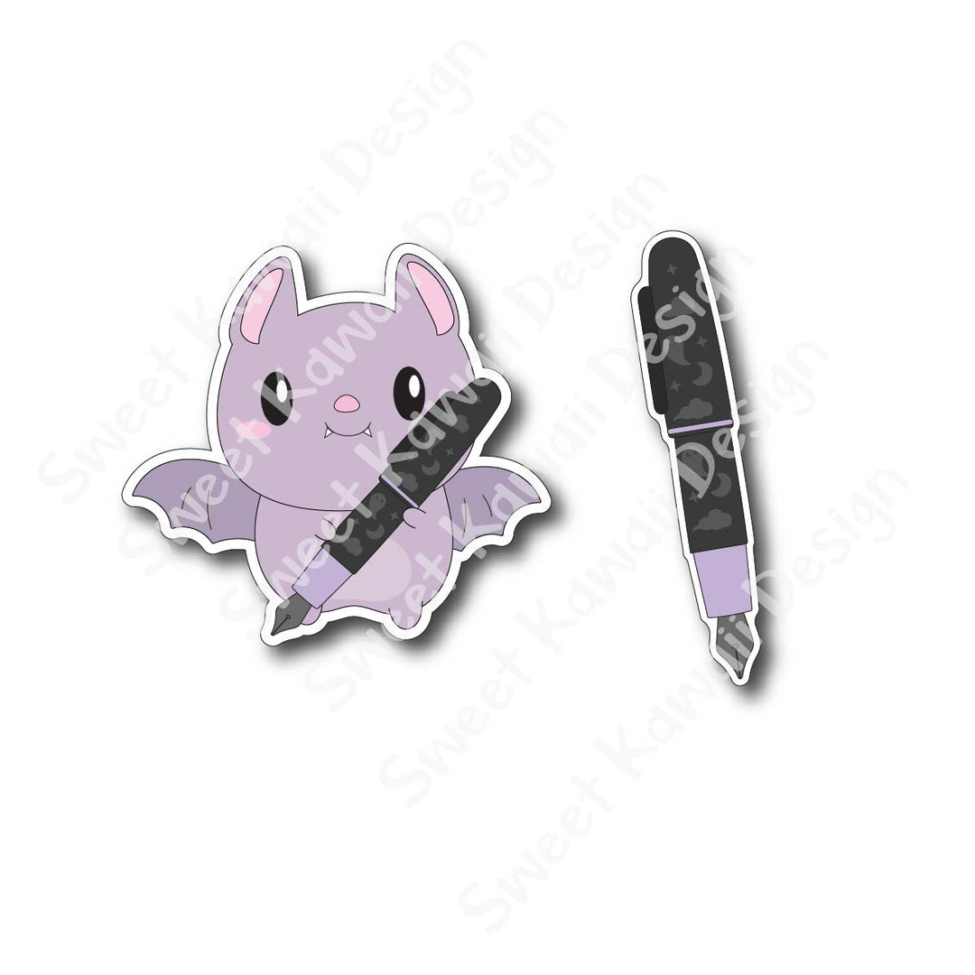 Kawaii Team Bat or Team Ghost Die Cut Sticker Set