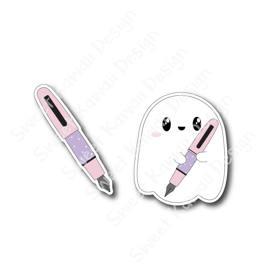 Kawaii Team Bat or Team Ghost Die Cut Sticker Set