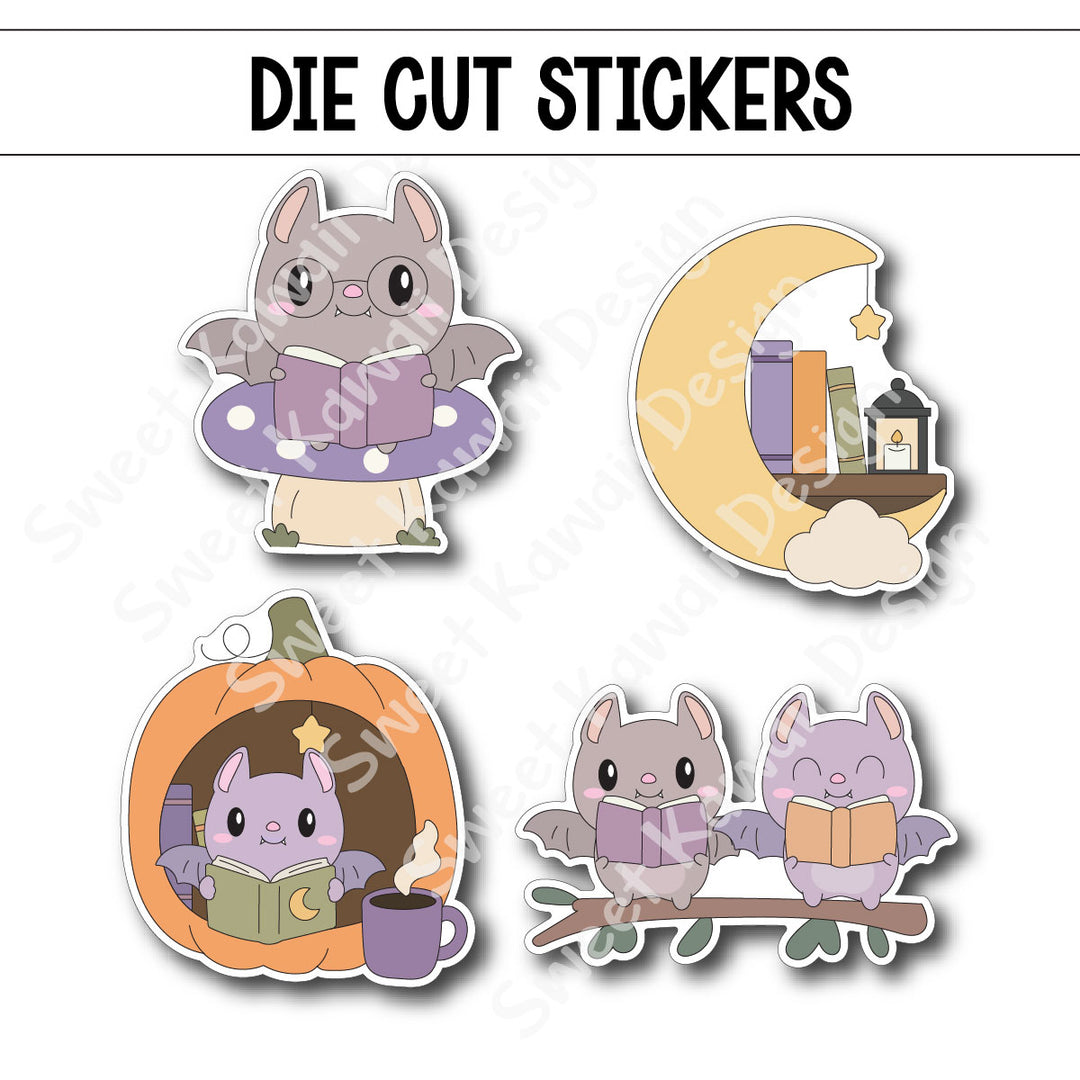 Kawaii Batty Book Club Diecut Sticker Set