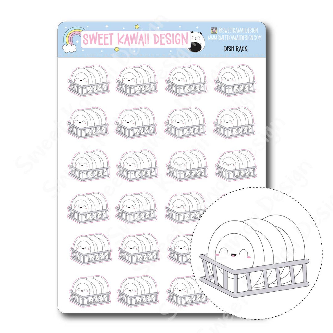 Kawaii Dish Rack Stickers