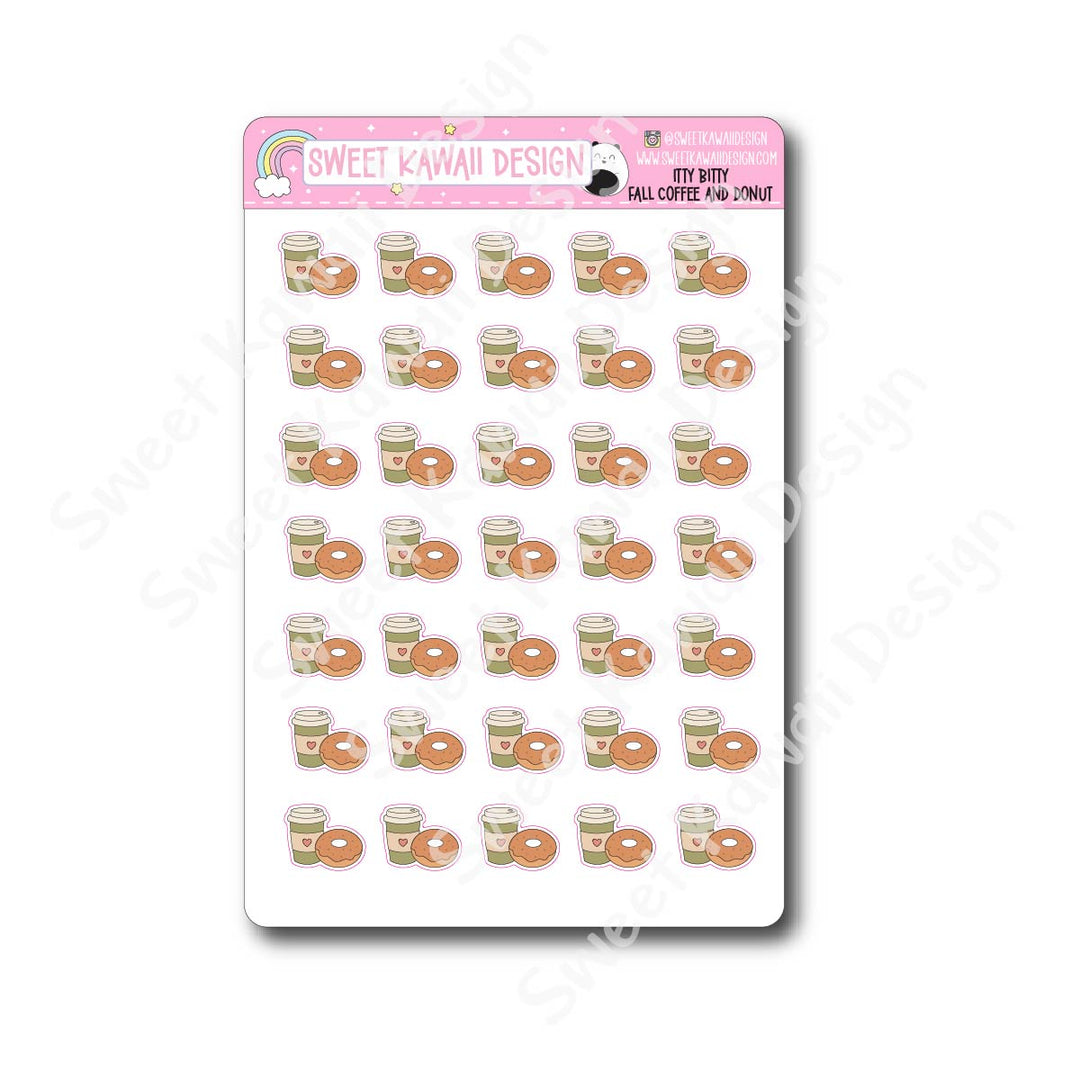 Kawaii Fall Coffee and Donut Stickers