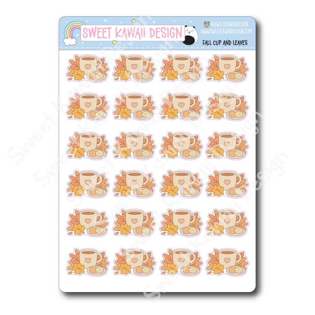 Kawaii Fall Leaves and Cup Stickers