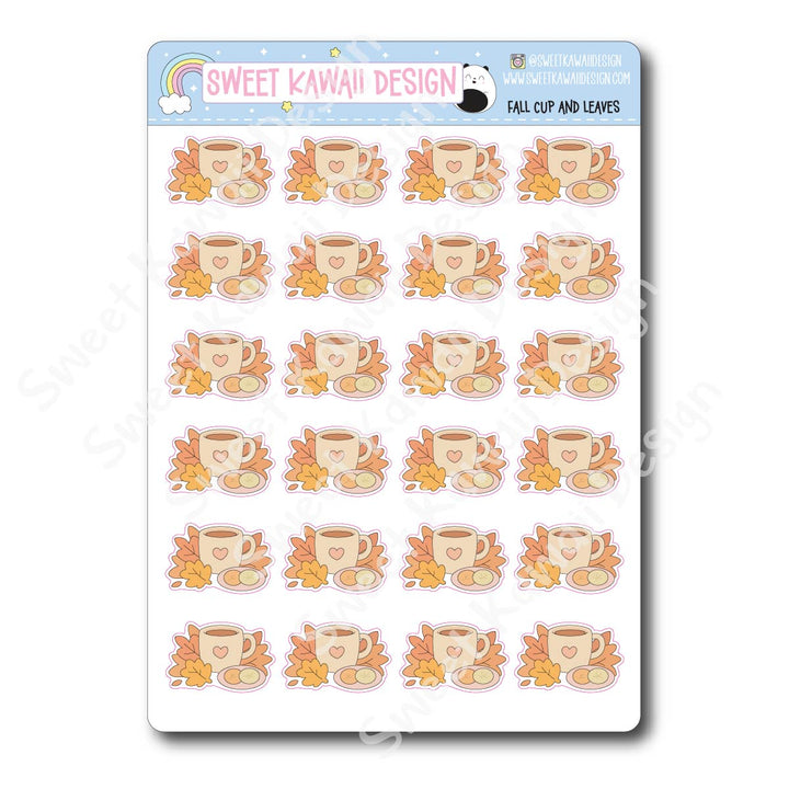 Kawaii Fall Leaves and Cup Stickers
