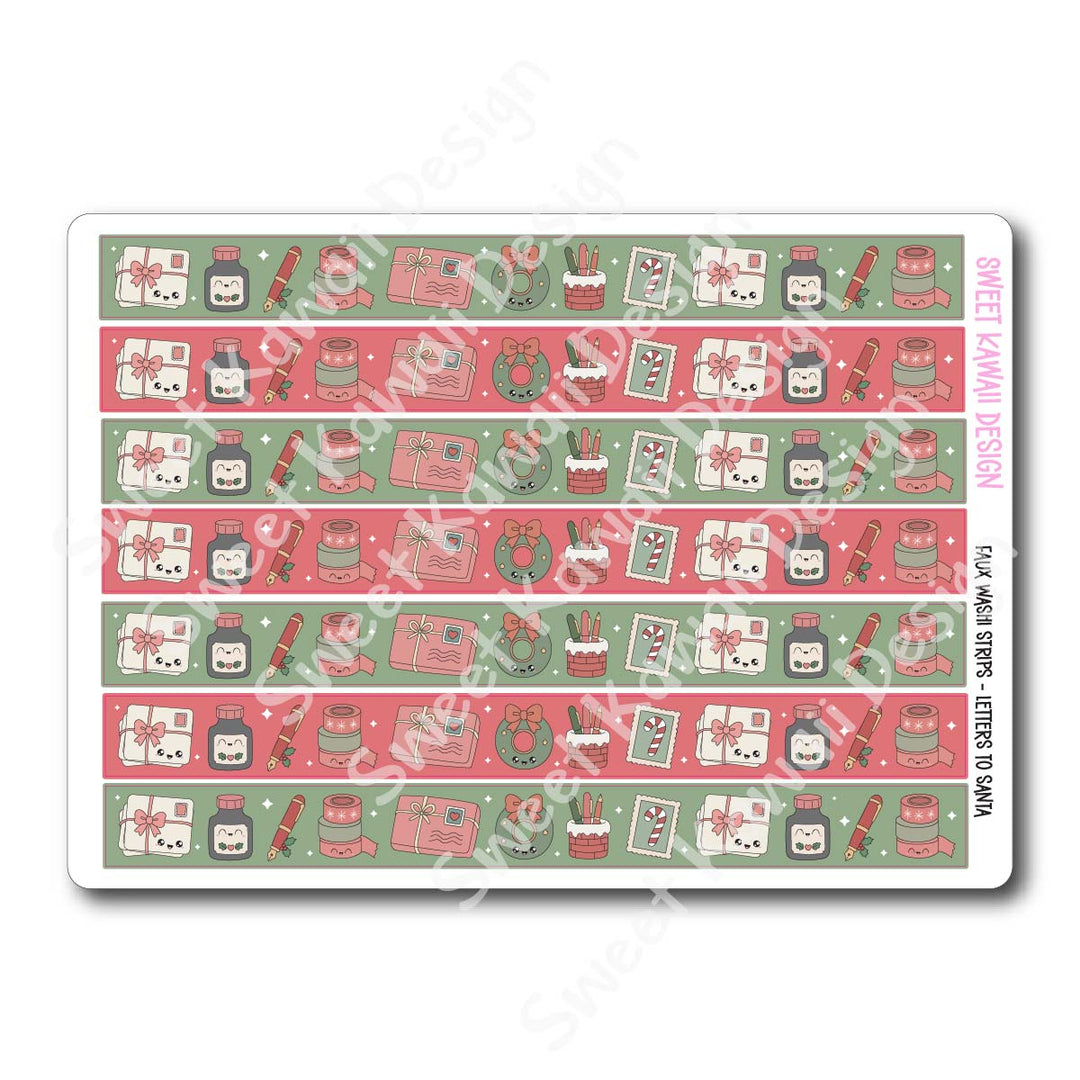 Kawaii Faux Washi Strips - Letters to Santa