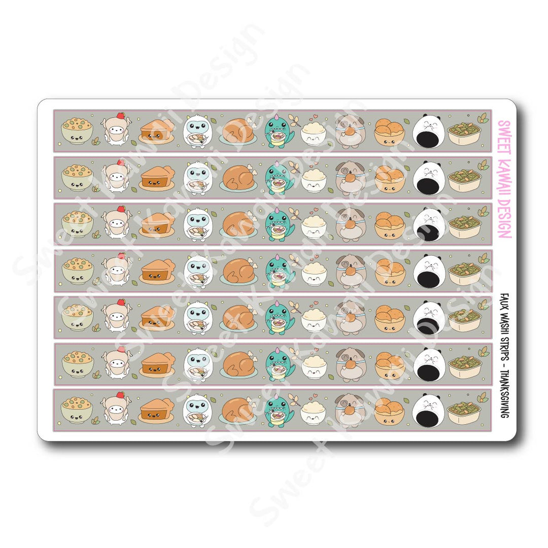 Kawaii Faux Washi Strips - Thanksgiving