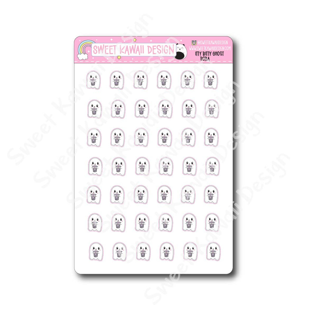 Kawaii Ghost Stickers - Boba