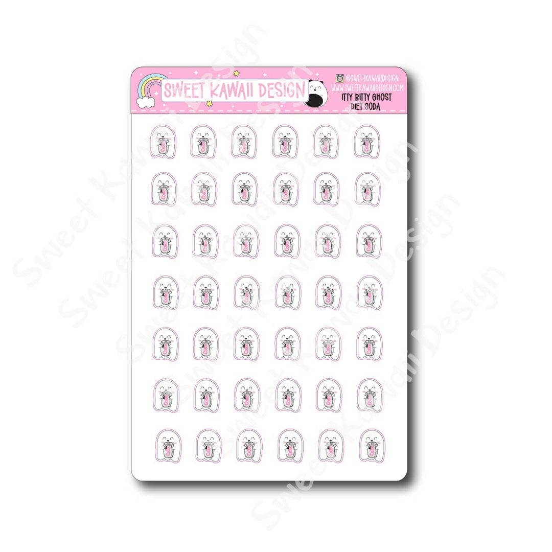 Kawaii Ghost Stickers - Diet Soda