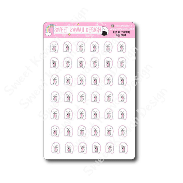 Kawaii Ghost Stickers - Diet Soda