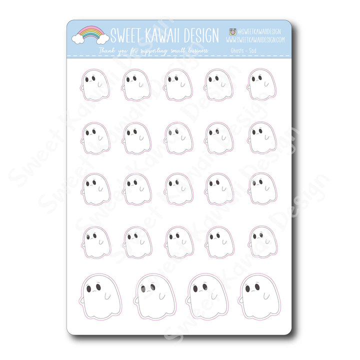 Kawaii Ghosts Stickers - Sad