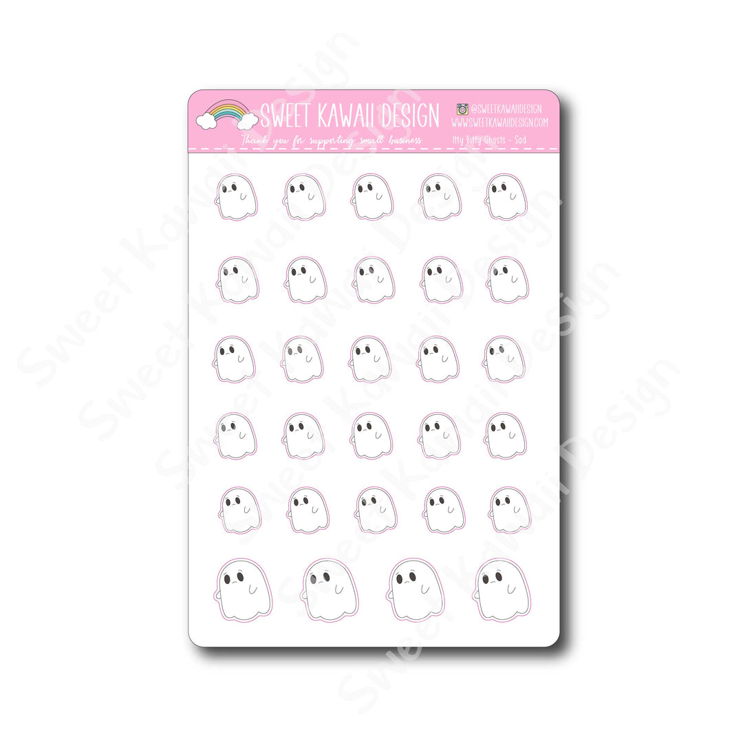 Kawaii Ghosts Stickers - Sad