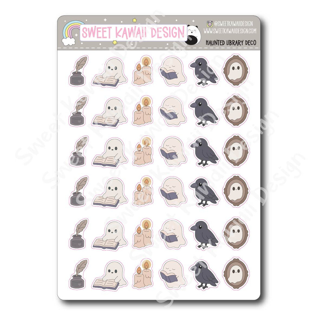Kawaii Haunted Library Stickers - Mixed Deco