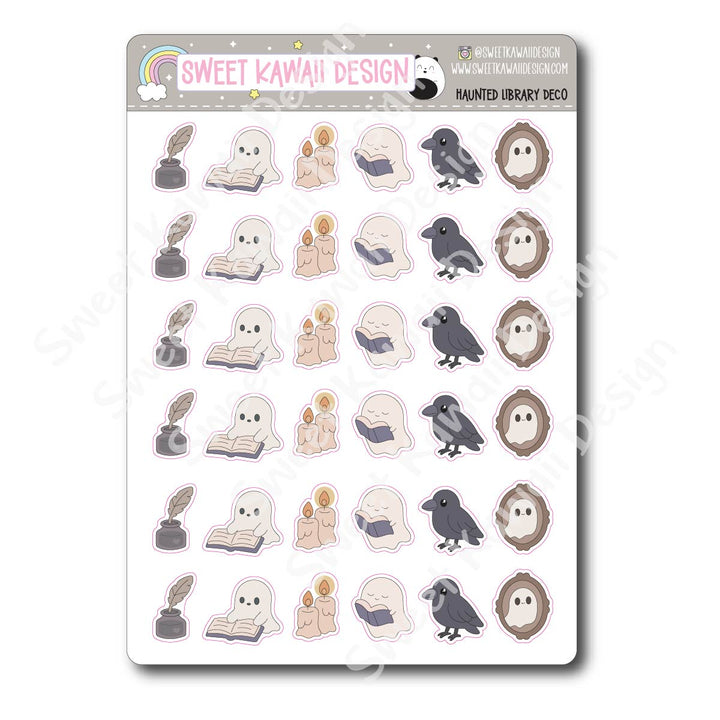 Kawaii Haunted Library Stickers - Mixed Deco