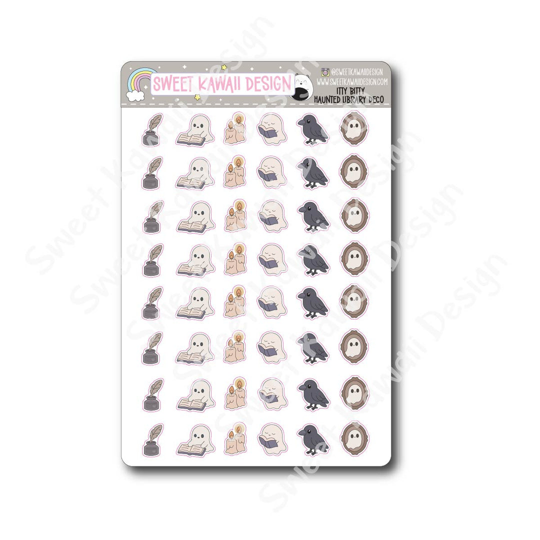 Kawaii Haunted Library Stickers - Mixed Deco